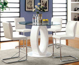 Lodia White 5 Pc Counter Ht Table Set from Furniture of America - Luna Furniture