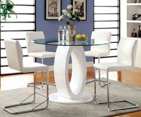 Lodia White 5 Pc Counter Ht Table Set from Furniture of America - Luna Furniture