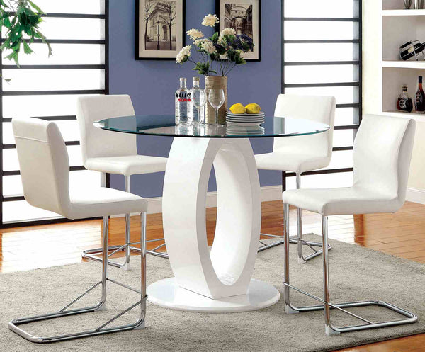 Lodia White/Clear 5-Piece Counter Hight Set