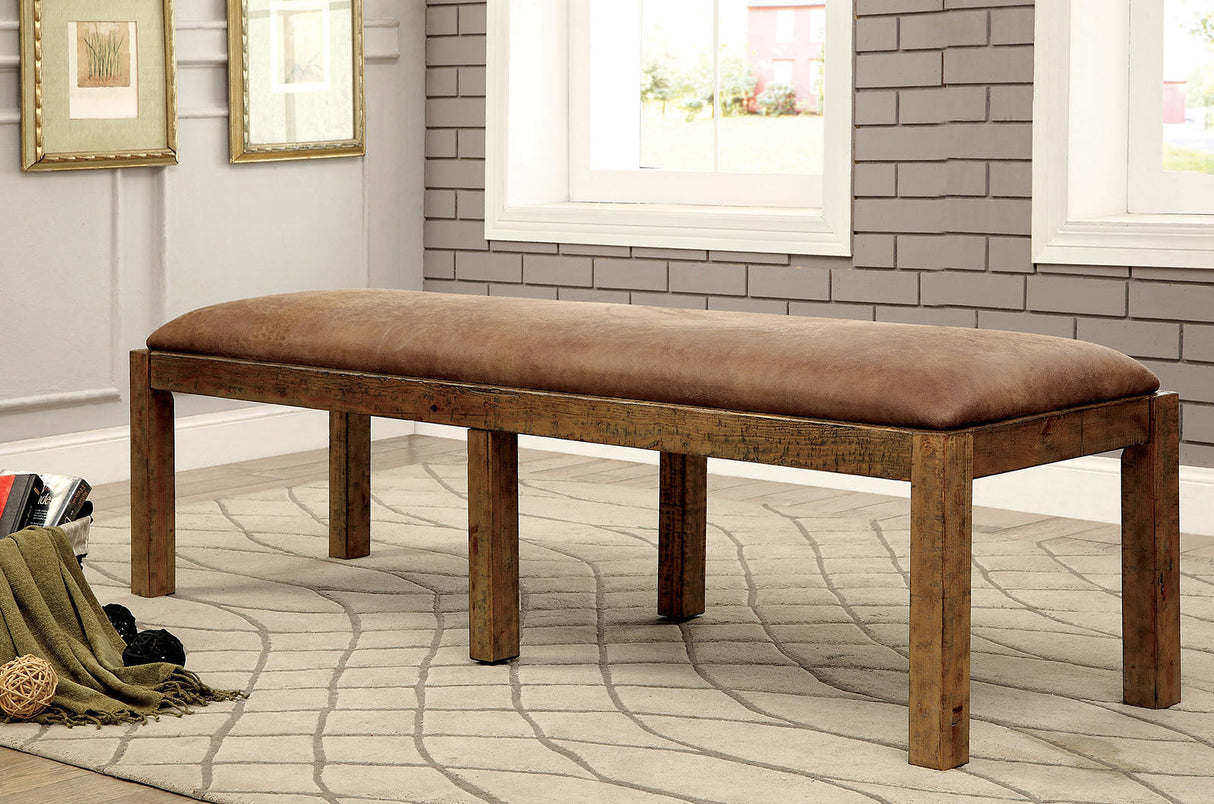 Gianna Rustic Oak Wooden Bench from Furniture of America - Luna Furniture