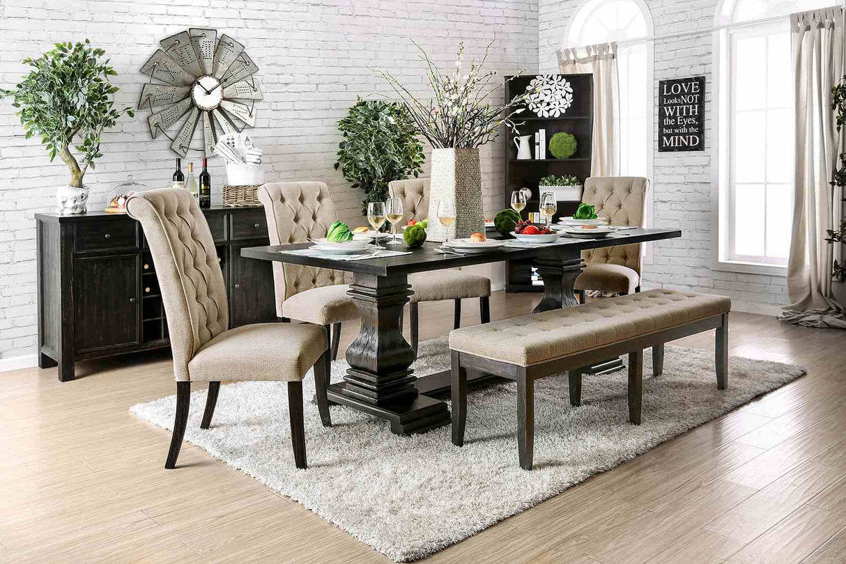 Nerissa Antique Black 7 Pc Dining Table Set from Furniture of America - Luna Furniture