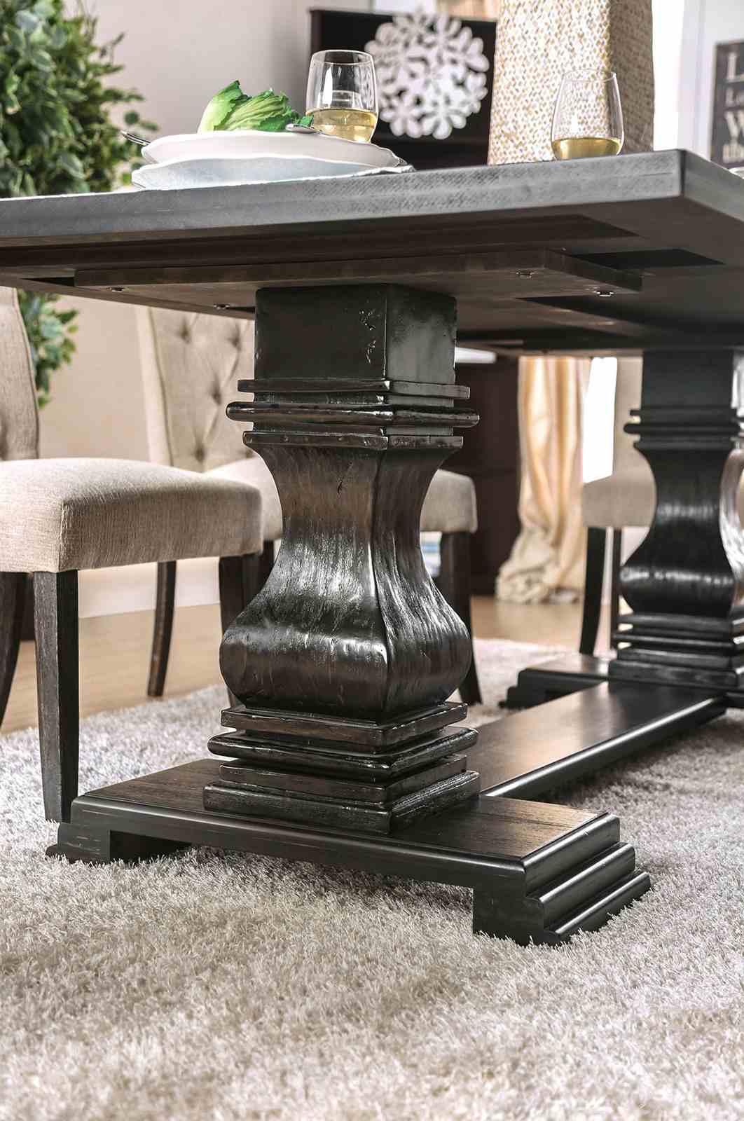 Nerissa Antique Black 7 Pc Dining Table Set from Furniture of America - Luna Furniture
