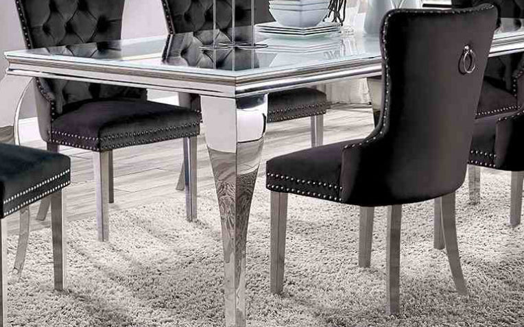 Neuveville Chrome/Black 7-Piece Dining Room Set