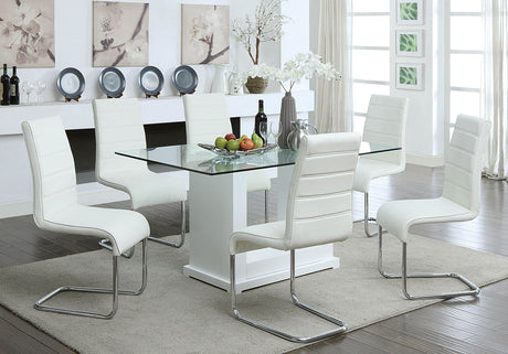 Eva White/Clear Dining Table from Furniture of America - Luna Furniture
