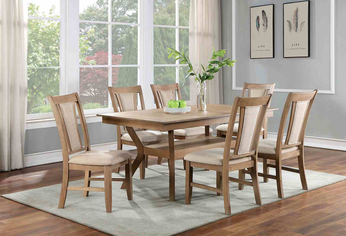 Upminster Natural Tone 7 Pc Dining Table Set from Furniture of America - Luna Furniture