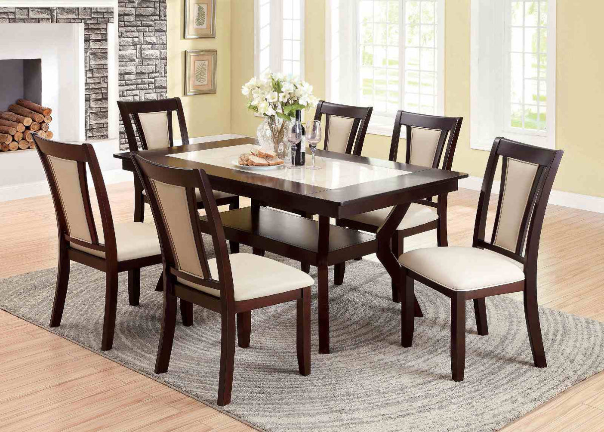 Brent Dark Cherry/Ivory 7 Pc Dining Table Set from Furniture of America - Luna Furniture