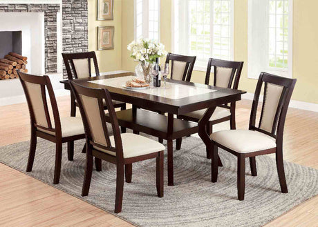 Brent Dark Cherry/Ivory 7-Piece Dining Room Set from Furniture of America - Luna Furniture