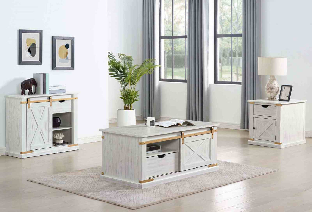 Bacerra Antique White/Gold Coffee Table from Furniture of America - Luna Furniture