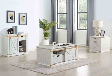 Bacerra Antique White/Gold Coffee Table from Furniture of America - Luna Furniture