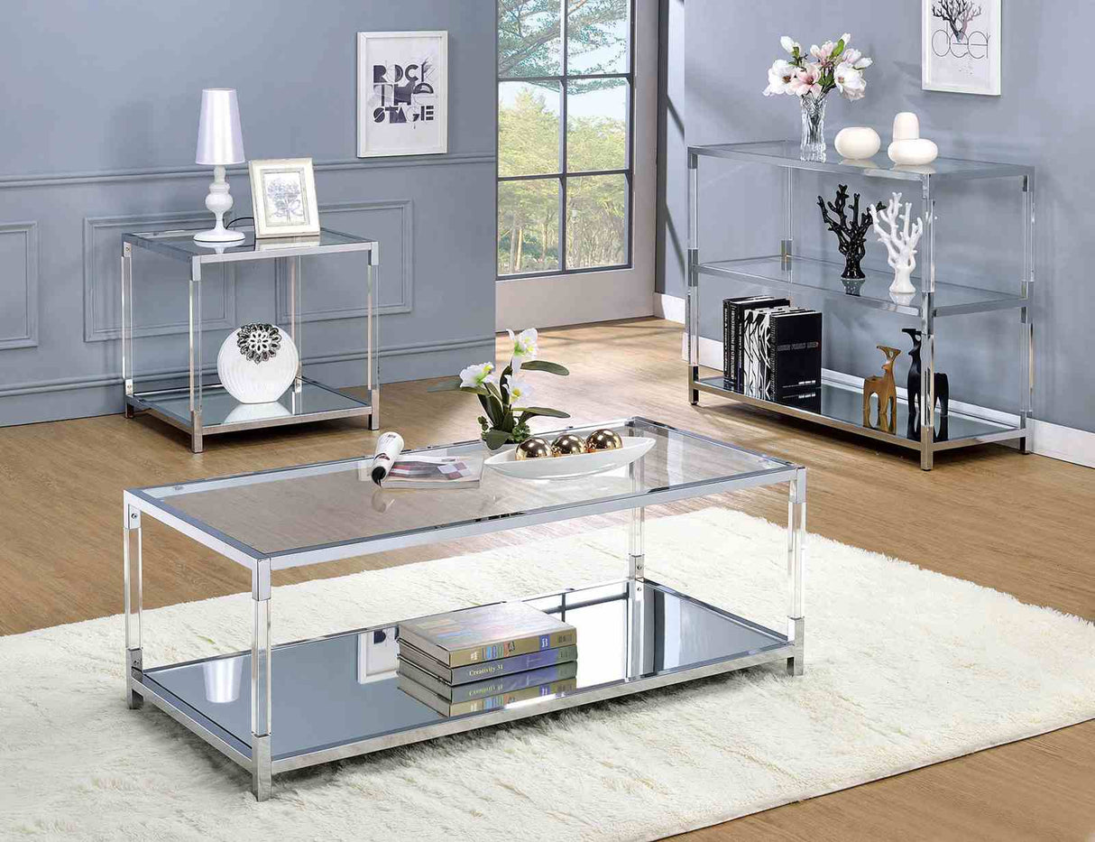 Ludvig Chrome/Clear Coffee Table from Furniture of America - Luna Furniture