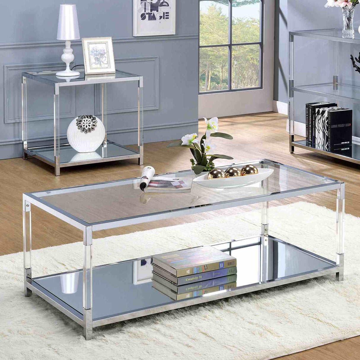 Ludvig Chrome/Clear Coffee Table from Furniture of America - Luna Furniture