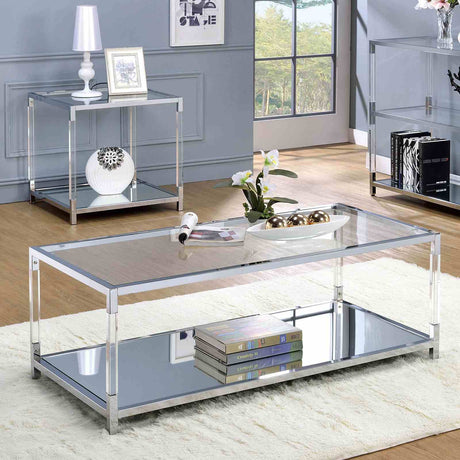 Ludvig Chrome/Clear Coffee Table from Furniture of America - Luna Furniture