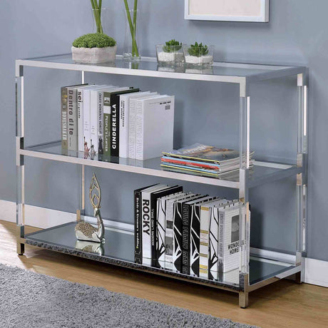 Ludvig Chrome/Clear Sofa Table from Furniture of America - Luna Furniture