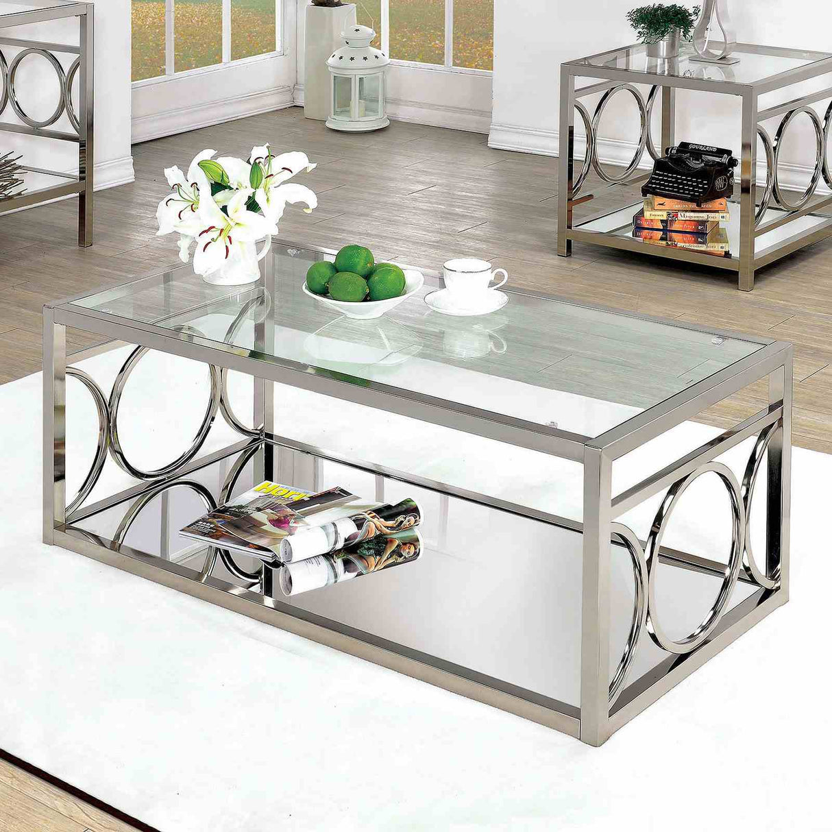 Rylee Chrome Coffee Table from Furniture of America - Luna Furniture