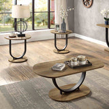 Olbia Rustic Oak/Sand Black Sofa Table from Furniture of America - Luna Furniture