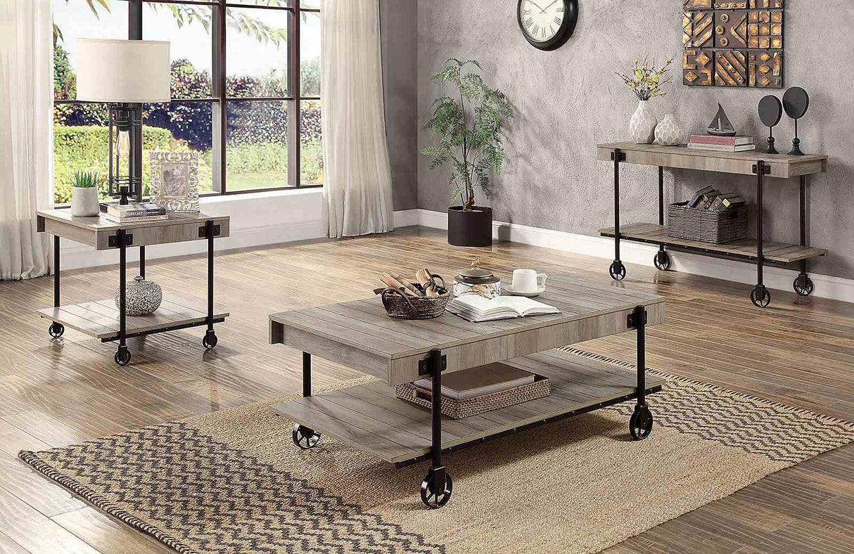 Lobb Natural Tone/Black Coffee Table from Furniture of America - Luna Furniture