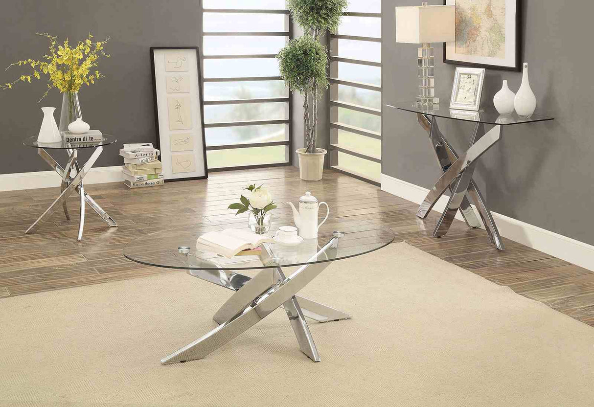 Laila Chrome Coffee Table from Furniture of America - Luna Furniture
