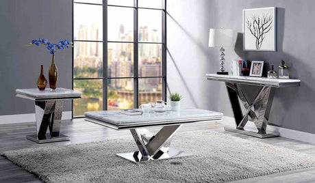 Villarsglane White/Chrome Sofa Table from Furniture of America - Luna Furniture