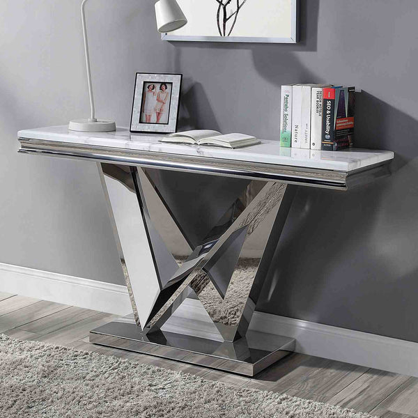 Villarsglane White/Chrome Sofa Table