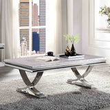 Wettingen White/Chrome Coffee Table from Furniture of America - Luna Furniture