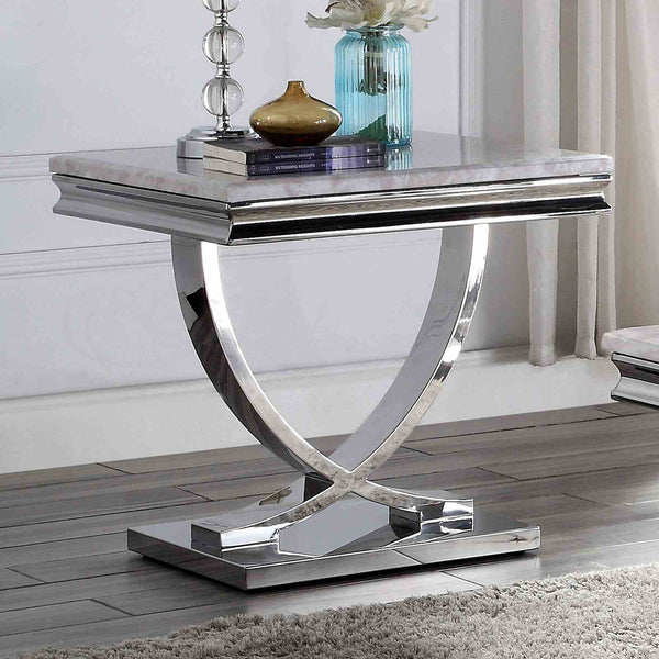 Wettingen White/Chrome End Table