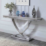 Wettingen White/Chrome Sofa Table from Furniture of America - Luna Furniture