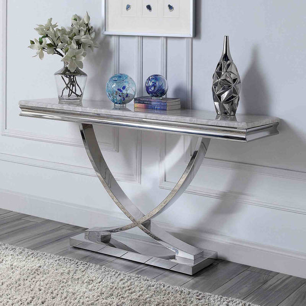 Wettingen White/Chrome Sofa Table