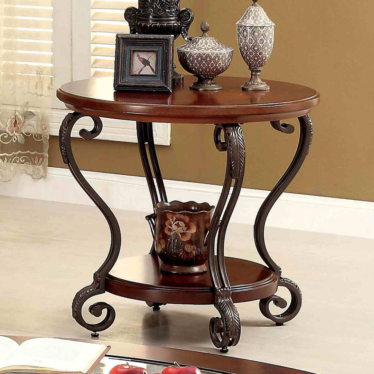 May Brown Cherry End Table from Furniture of America - Luna Furniture
