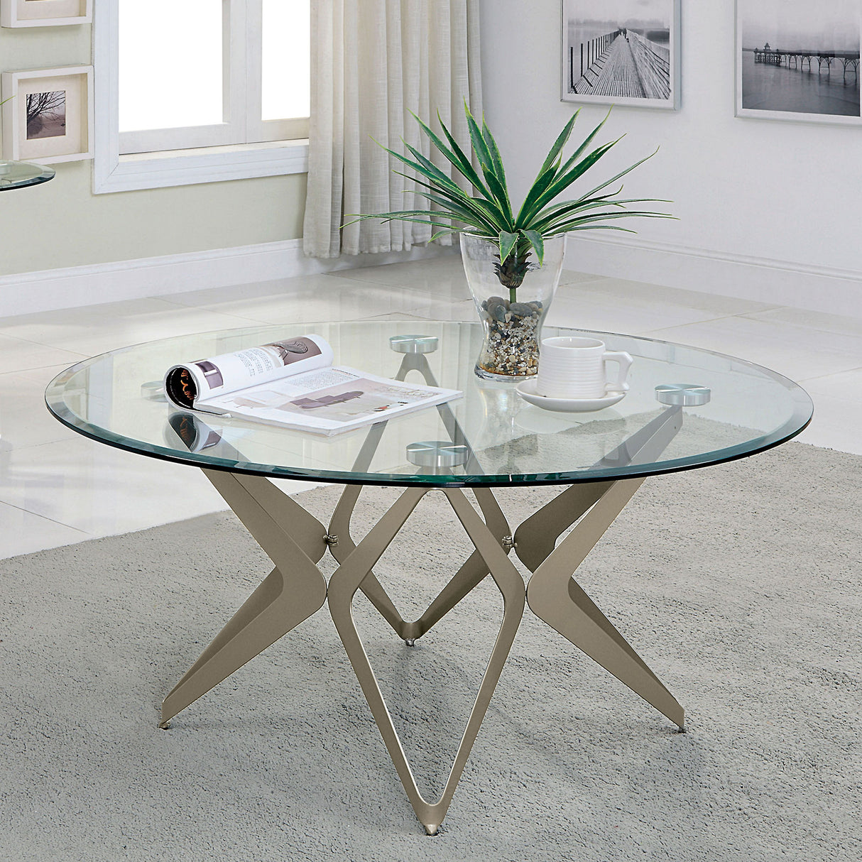 Alvise Champagne Coffee Table from Furniture of America - Luna Furniture