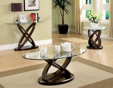 Atwood Dark Walnut Oval Sofa Table from Furniture of America - Luna Furniture