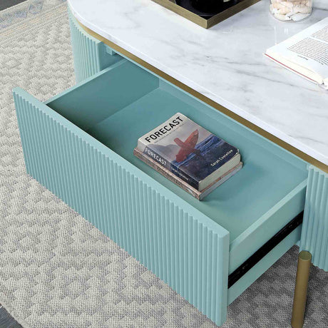 Koblenz Light Teal Coffee Table from Furniture of America - Luna Furniture