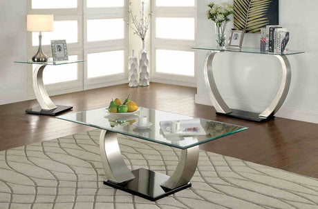 Roxo Satin Plated/Black Sofa Table from Furniture of America - Luna Furniture