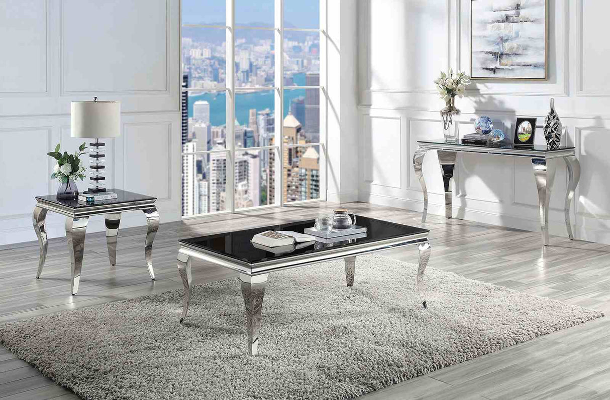 Wetzikon Black/Silver Coffee Table from Furniture of America - Luna Furniture