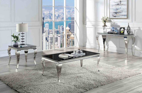 Wetzikon Black/Silver Coffee Table from Furniture of America - Luna Furniture