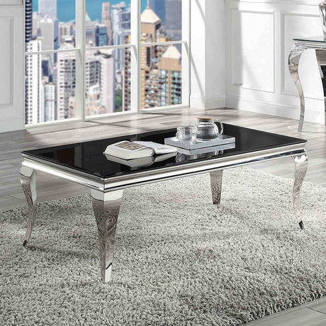 Wetzikon Black/Silver Coffee Table from Furniture of America - Luna Furniture