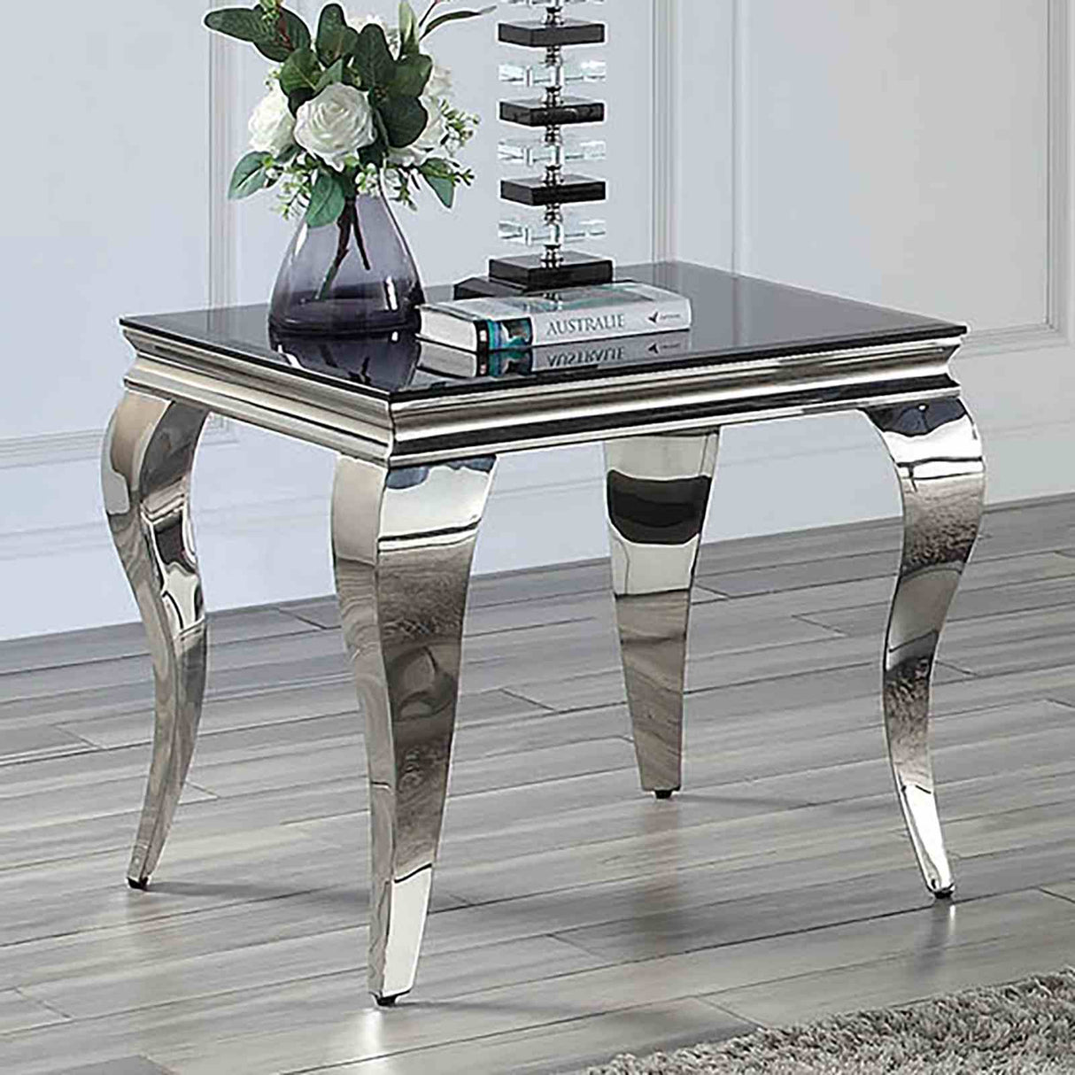 Wetzikon Black/Silver End Table from Furniture of America - Luna Furniture