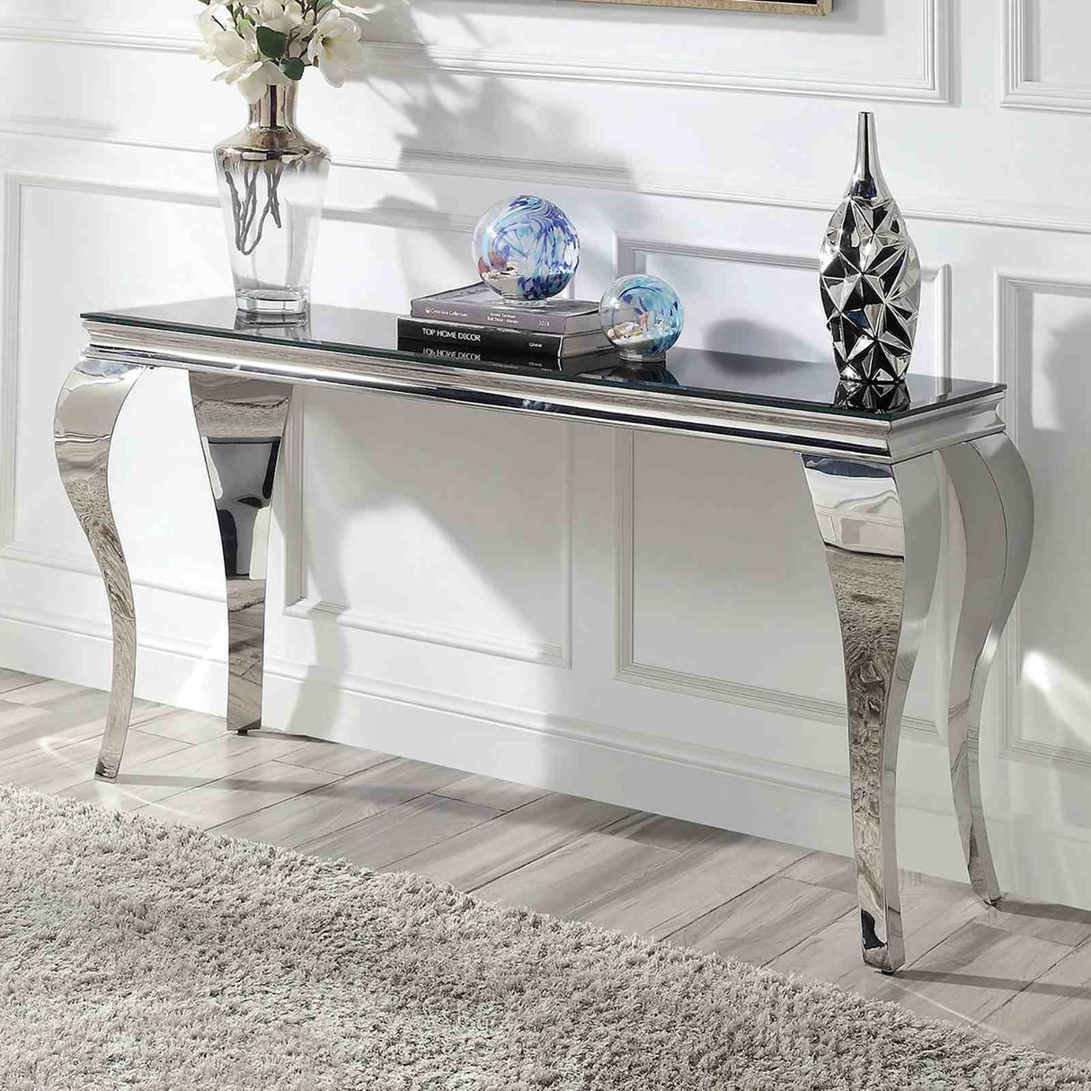 Wetzikon Black/Silver Sofa Table from Furniture of America - Luna Furniture
