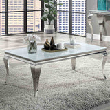 Wetzikon White/Silver Coffee Table from Furniture of America - Luna Furniture