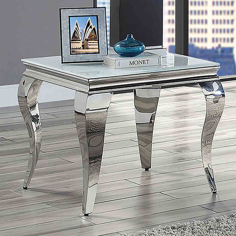 Wetzikon White/Silver End Table from Furniture of America - Luna Furniture
