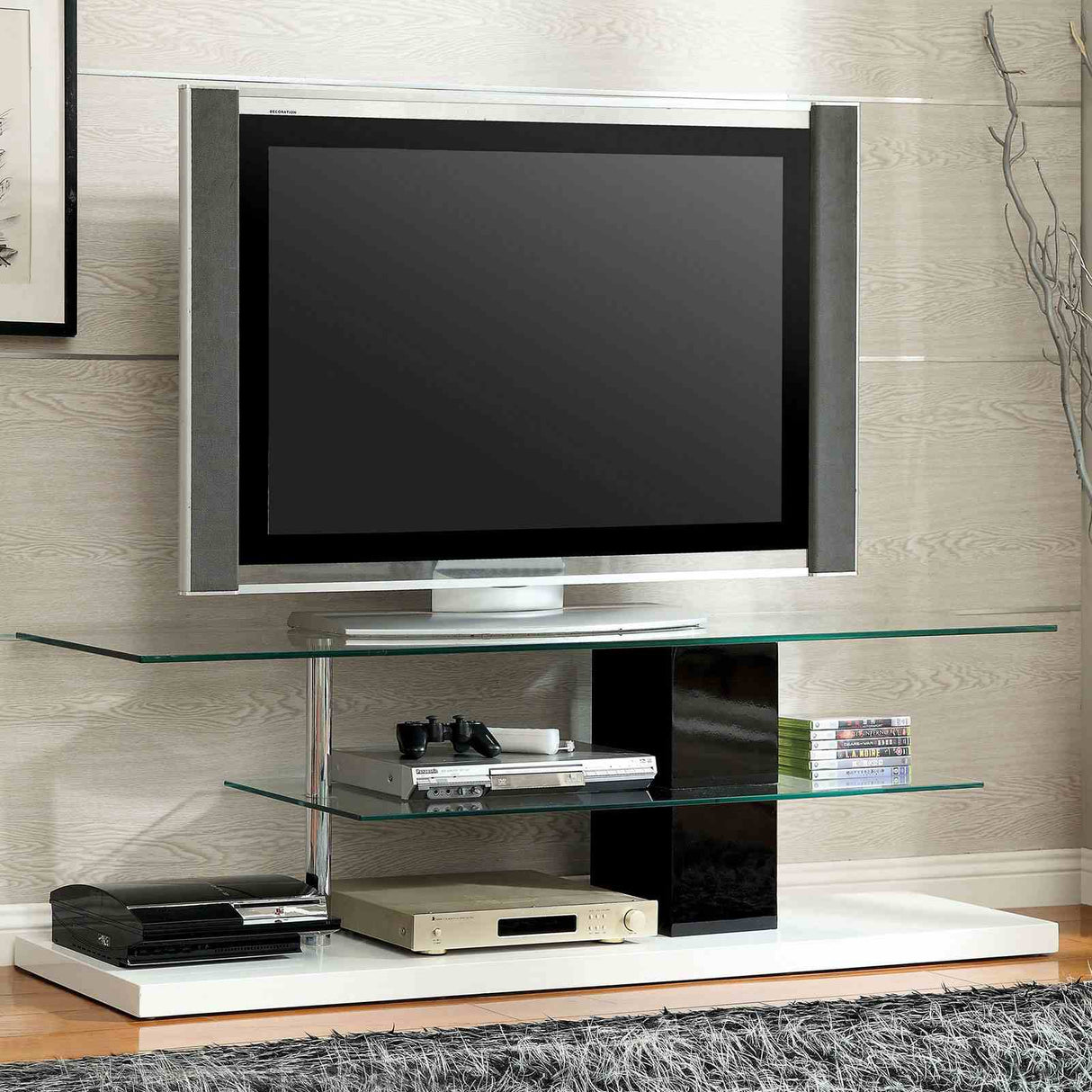 Neapoli Black/White TV Console from Furniture of America - Luna Furniture