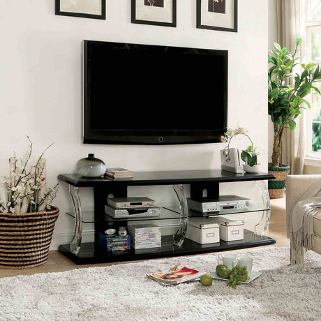 Ernst Black/Clear 60" TV Stand from Furniture of America - Luna Furniture