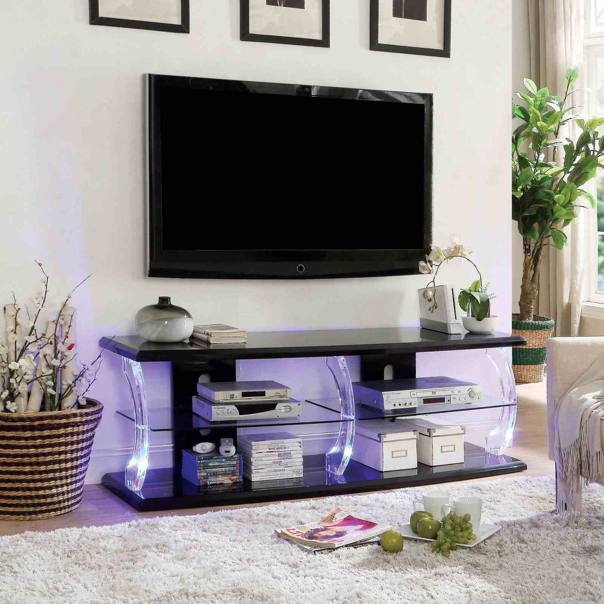 Ernst Black/Clear 60" TV Stand from Furniture of America - Luna Furniture