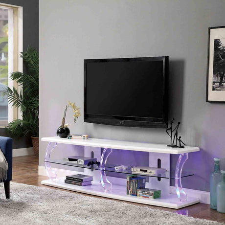 Ernst White/Clear 60" TV Stand from Furniture of America - Luna Furniture