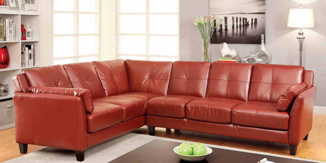 Peever Mahogany Red Sectional from Furniture of America - Luna Furniture