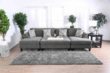 Lowry Gray Sectional with Ottoman from Furniture of America - Luna Furniture