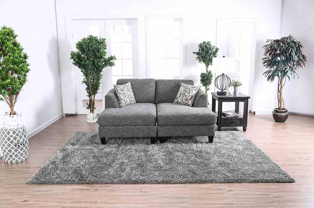 Lowry Gray Sectional with Ottoman from Furniture of America - Luna Furniture