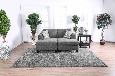 Lowry Gray Sectional with Ottoman from Furniture of America - Luna Furniture