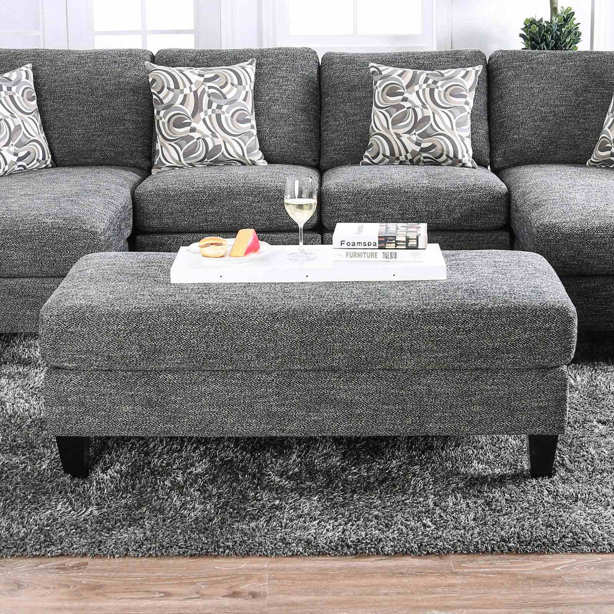 Lowry Gray Ottoman ***DISABLED 5/19 from Furniture of America - Luna Furniture