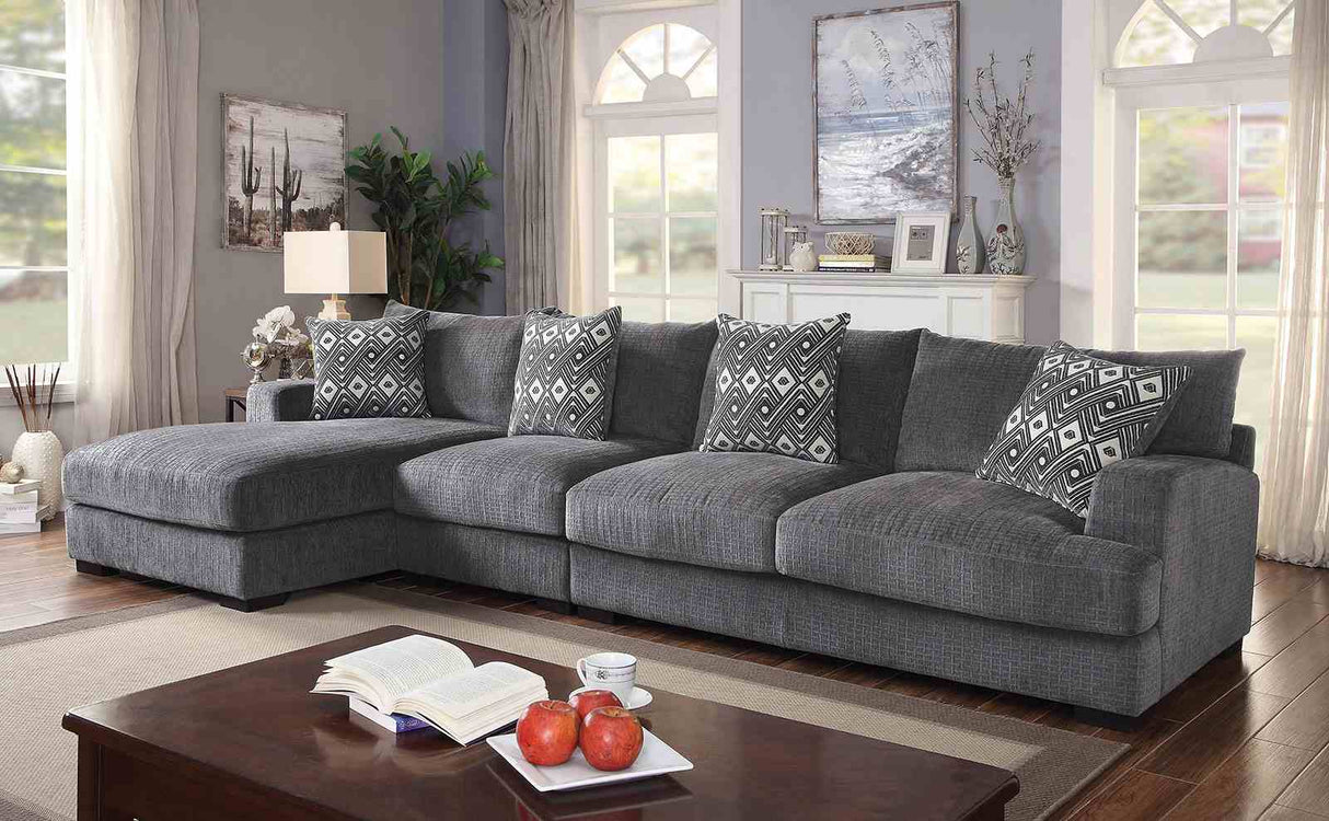 Kaylee Gray Large L-Sectional w/ Right Chaise from Furniture of America - Luna Furniture