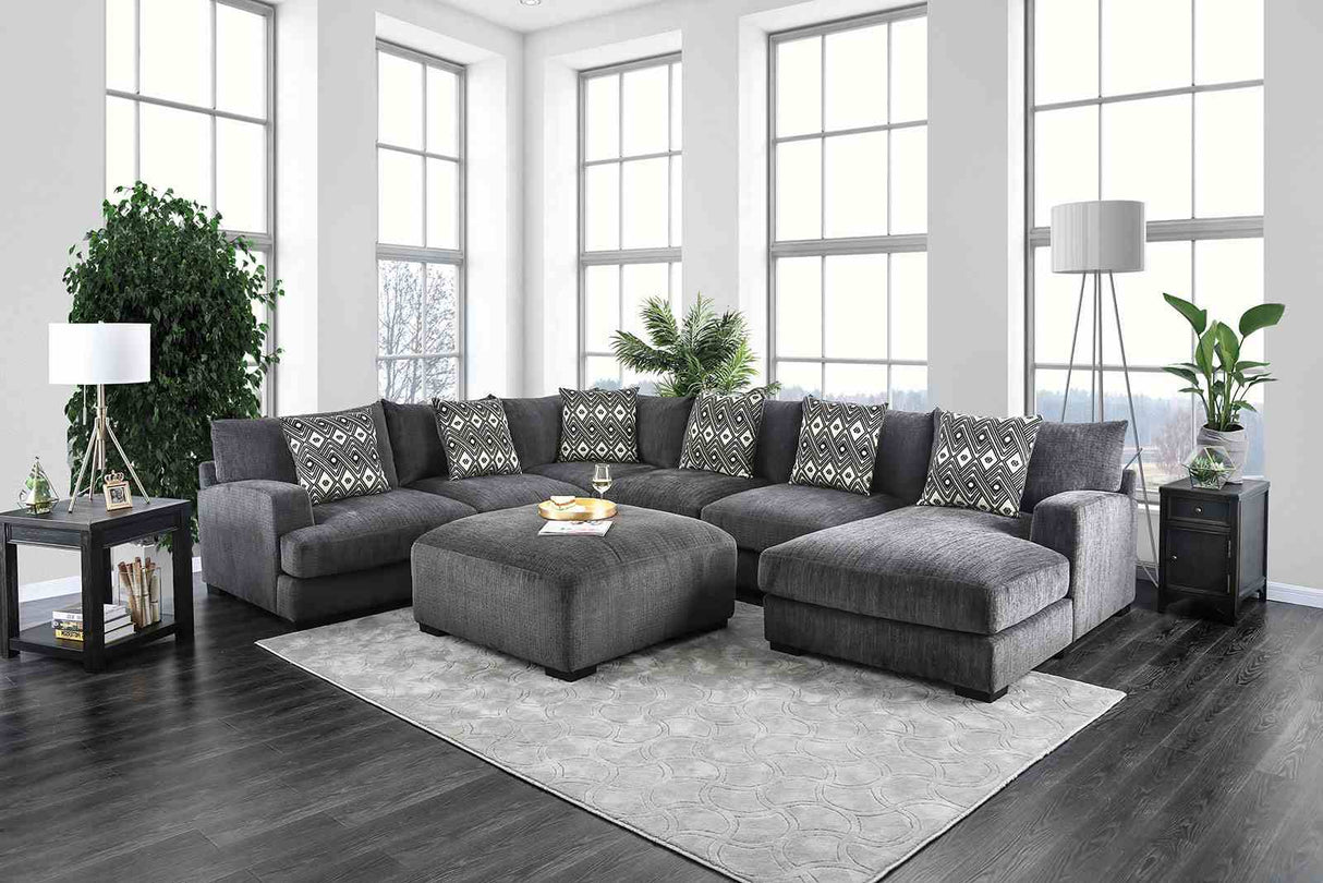 Kaylee Gray U-Sectional with Right Chaise from Furniture of America - Luna Furniture